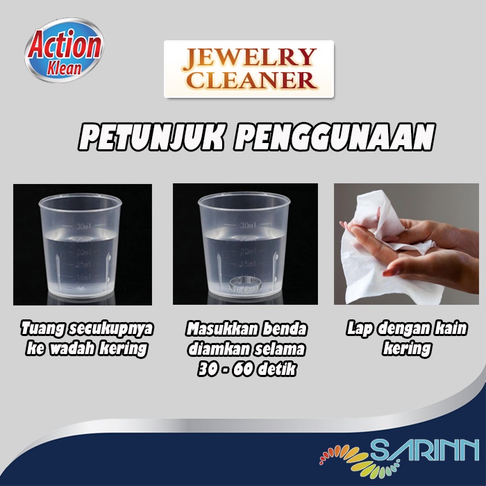 Action Klean Jewelry Cleaner Pembersih Perhiasan Pembersih Gelang Pembersih Anting Pembersih Kalung Pembersih Emas Perak Monel Platinum Titanium