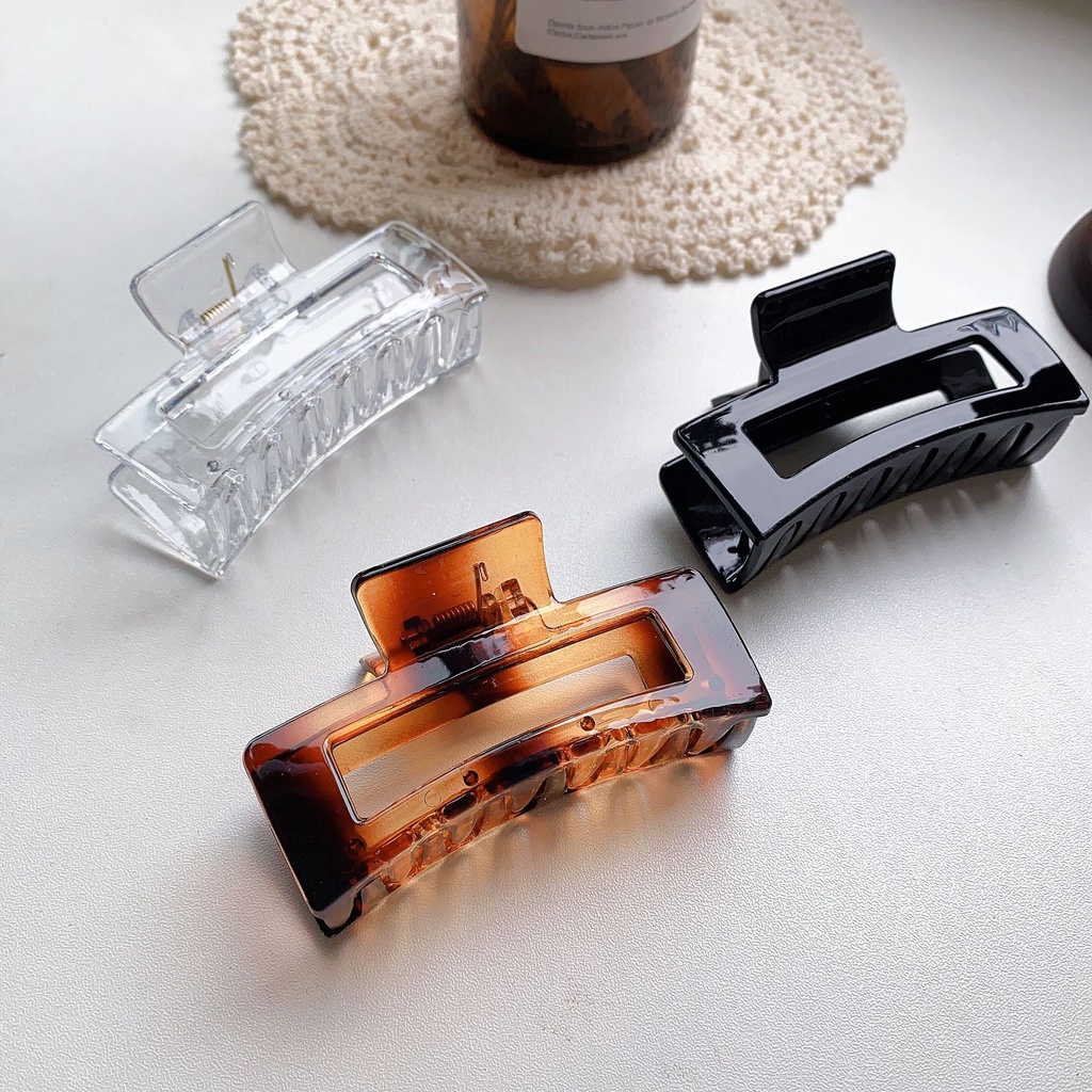 JEPIT JEPITAN BADAI JEDAI KOTAK PERSEGI PANJANG MEDIUM KLIP RAMBUT TEBAL TRANSPARAN KOREA WANITA KOREAN WOMEN SQUARE RECTANGLE JAW THICK HAIR ACCESSORIES CLUTCHER CLAW CLIP CLIPS ACRYLIC TRANSPARENT THICK HAIR COLOR MEDIUM SIZE