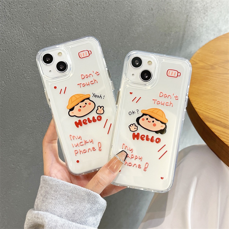 Soft case Transparan Motif Kartun Laki-Laki / Perempuan Untuk iphone 11 12 13 pro max x xs xr xsmax 7 8 plus