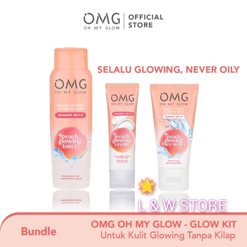 OMG Oh My Glow Peach Glowing Toner 100ml+Glowing Cream 25gr+Face Wash 50gr