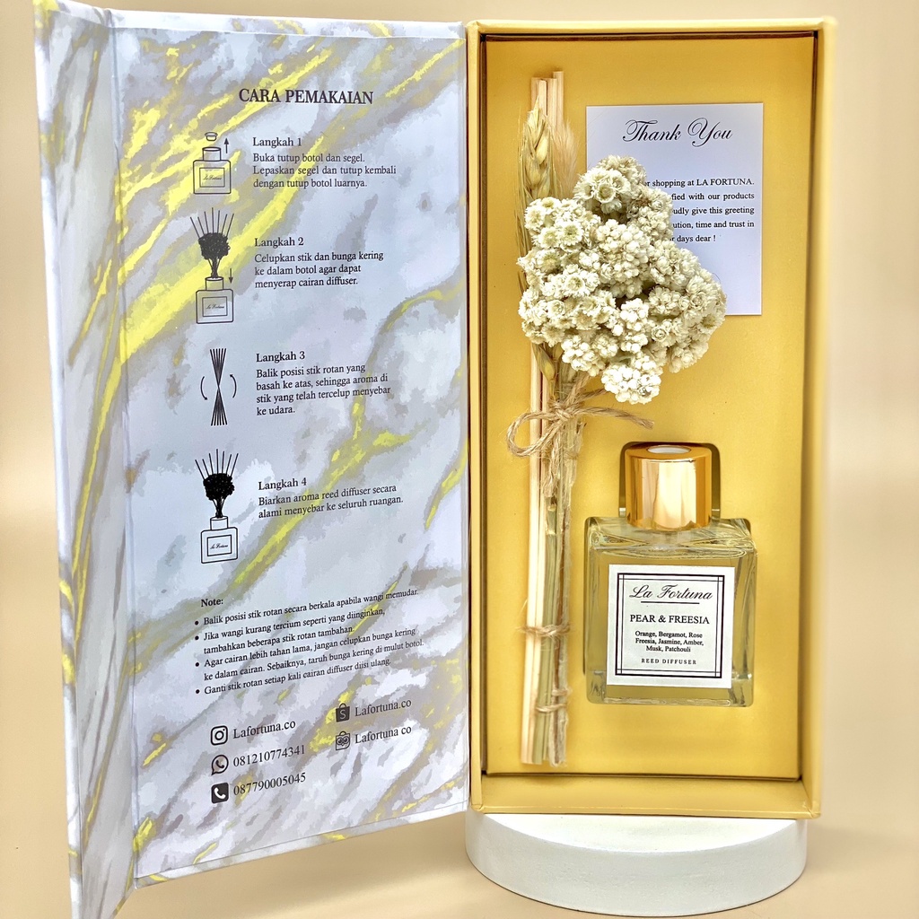 LA FORTUNA - REED DIFFUSER AROMATHERAPHY 50ml PREMIUM HARDBOX| PEWANGI PENGHARUM RUANGAN | PEWANGI AROMATERAPI