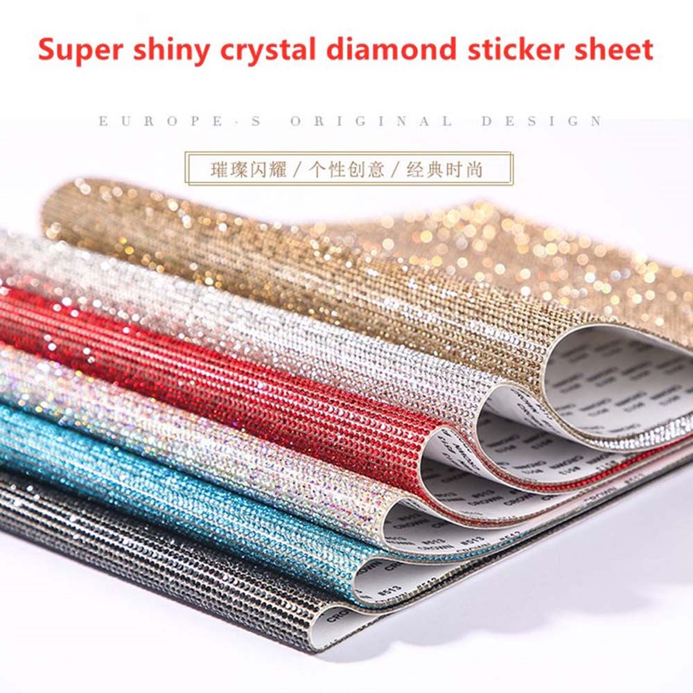 Lanfy Stiker Kristal Berlian Imitasi Glitter Bling Warna-Warni Untuk Dekorasi Mobil / Hadiah Diy