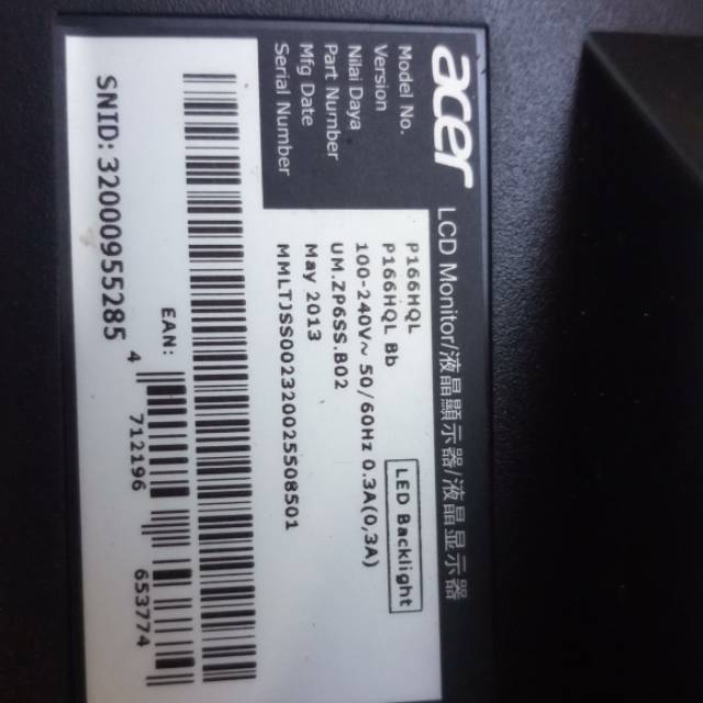 Monitor acer 14" baru pakai 98%