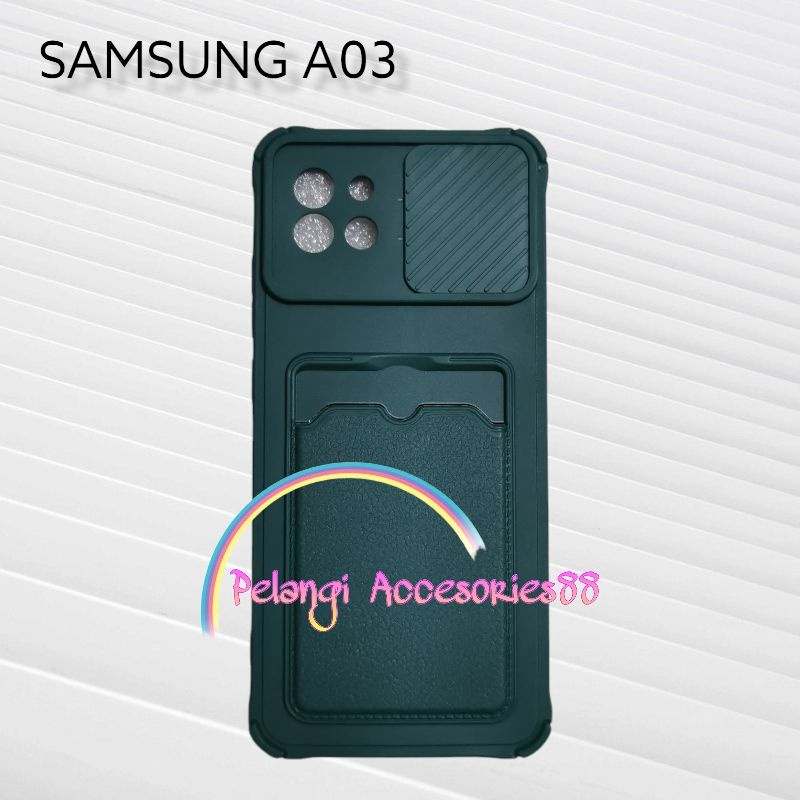 CASE SAMSUNG A03 SOFTCASE SLEDING WARNA WARNI SLOT CARD