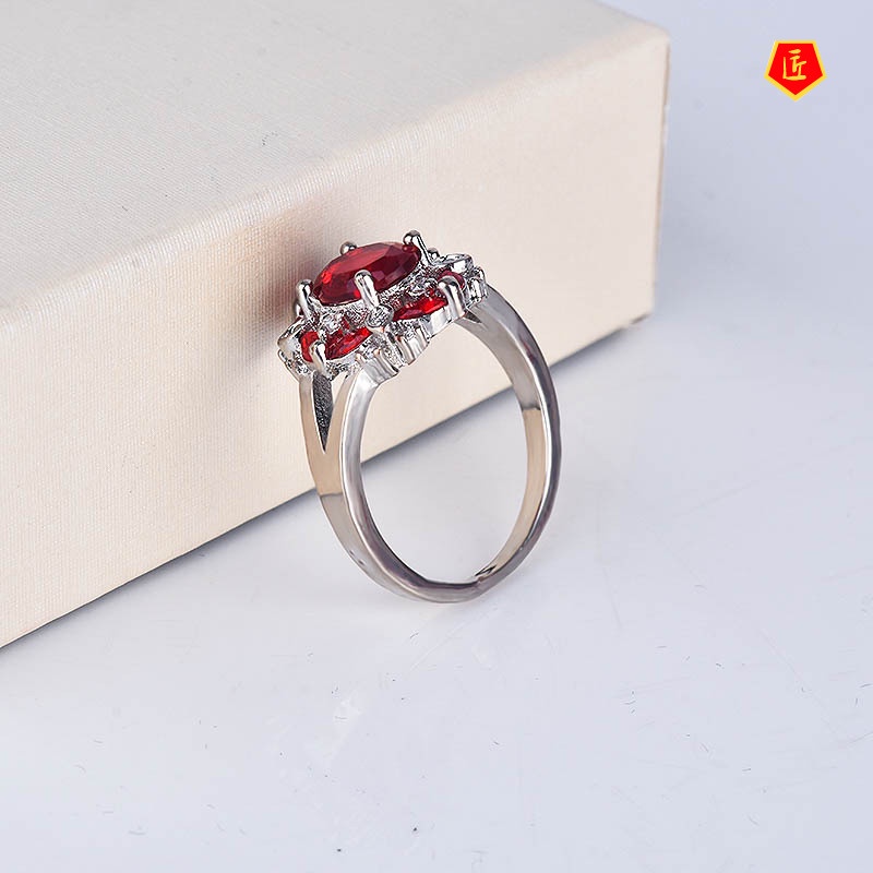 [Ready Stock]Female Gemstone Ring Silver Simple Personality Fashion