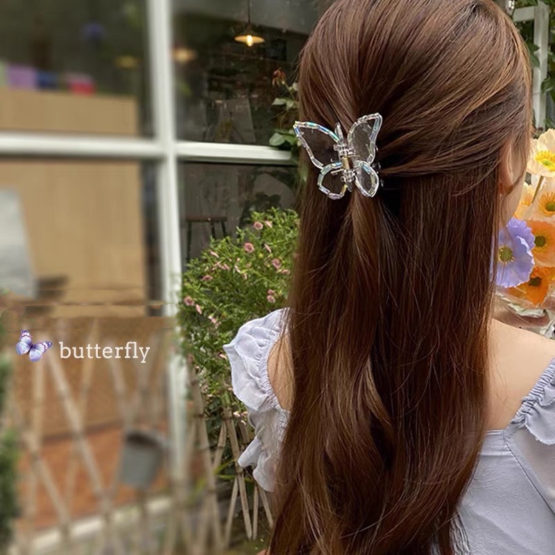 Korean Style Transparent Butterfly Hair Clip Retro Temperament Acrylic Clip