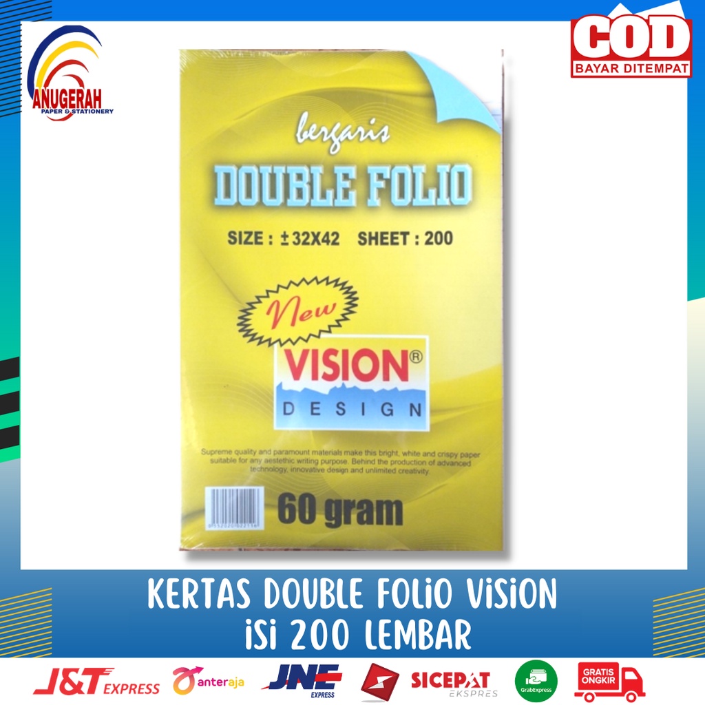 

Kertas Double Folio Bergaris VISION isi 200 Lembar (PAK)