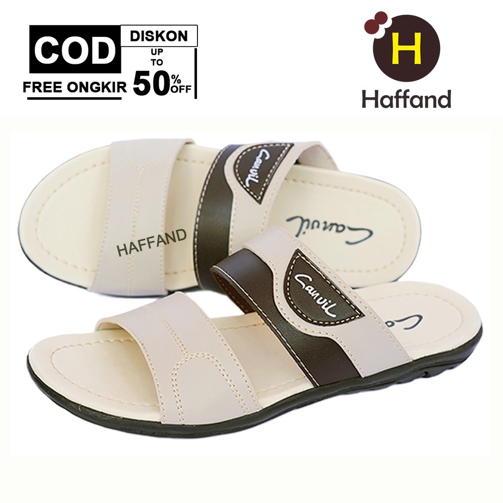 Sandal selop pria kulit sandal slide casual murah terbaru/Sendal pria kekinian keren kasual