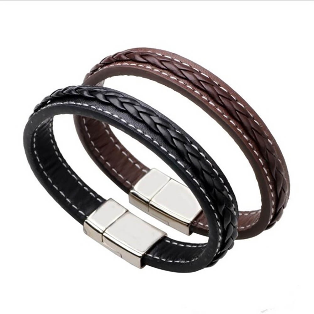 Hu Hu Hu Hu Hu Alat Bantu Pasang Kacamata♡ Gelang Bangle Pria Model Kepang Dengan Gesper Magnetik Warna Polos Untuk Hadiah