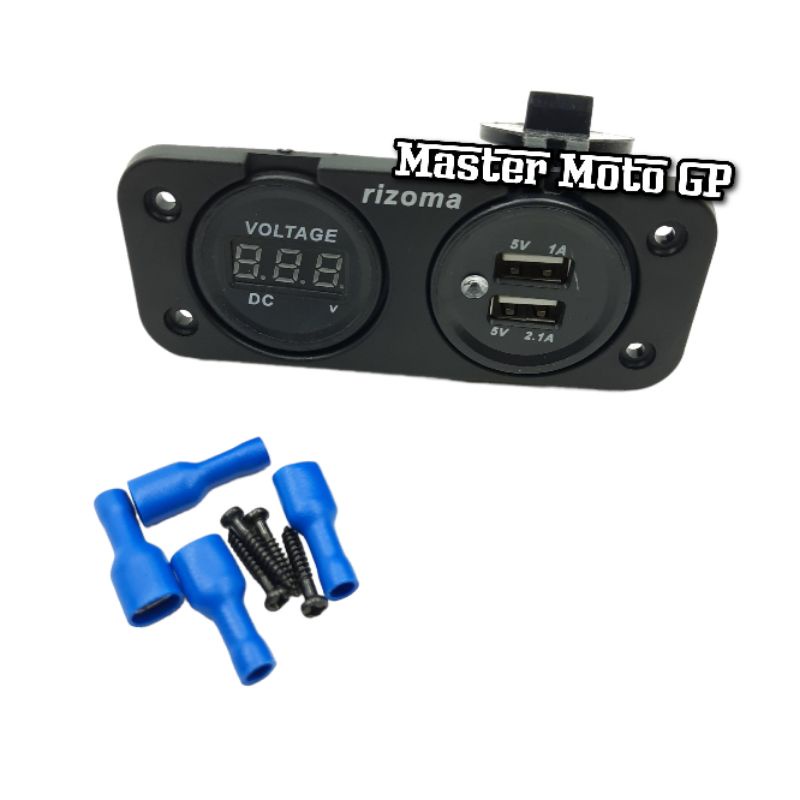 volt meter plus Usb Rizoma charger HP Voltmeter dan charger chager casan hp Voltmeter Aki motor Rizoma nmax pcx lexi aerox vario mio beat ADV Lexi Xmax