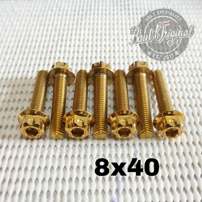 Baut probolt 8x40 gold new model drat 12 panjang 4cm Heng thailand