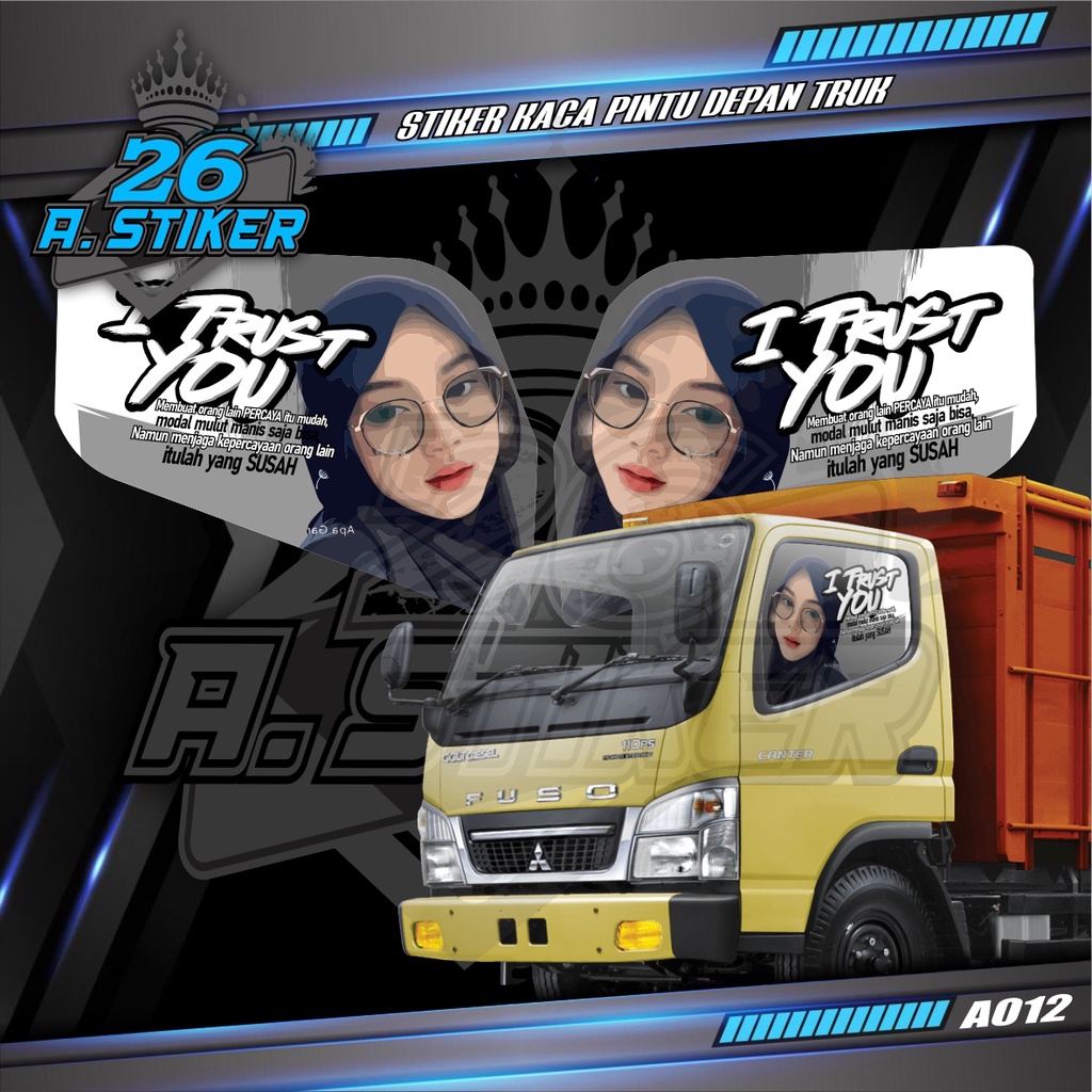 Stiker Decal Kaca Pintu All Truck Canter, Ragasa, Umplung, Giga, Dyna, Elf Macan Dll Custom Bisa Req