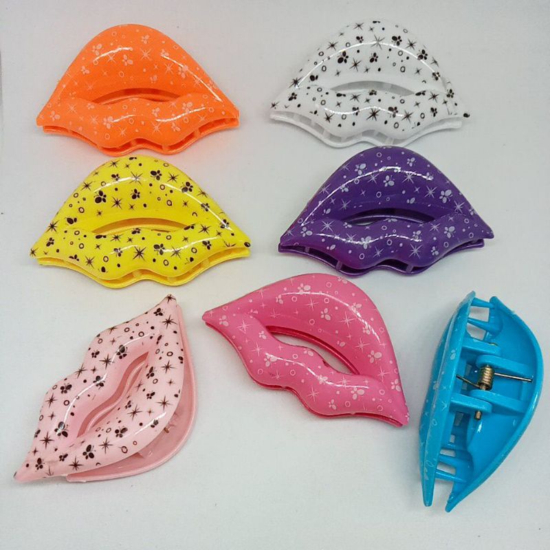 ACC#1 Accesories Jepit Cakar YXF-126 Bentuk Bibir Motif Polkadot dan Bersinar panjang 7 cm