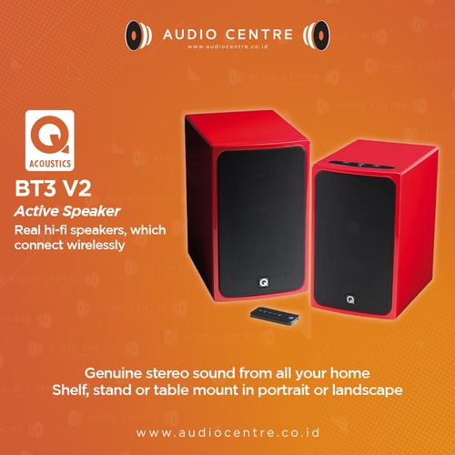 Q Acoustics BT3 V2 Bookshelf Speaker - Red Gloss