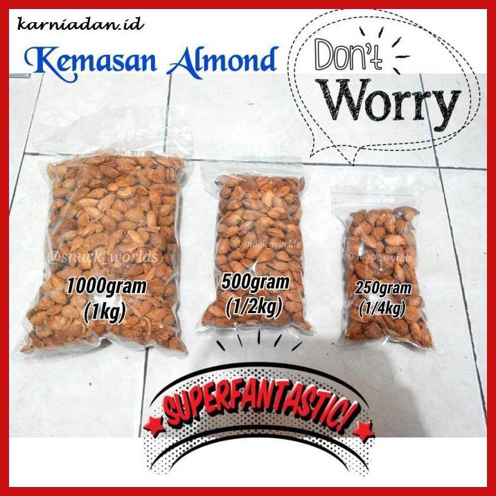 

MAKANAN-RINGAN- 500GRAM ALMOND ROASTED ( KACANG PANGGANG ) USA CALIFORNIA IN SHELL BAKAR -BERMACAM-
