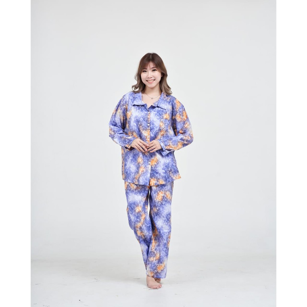 Piyama dewasa jumbo karakter Lengan panjang PP XXL-SMoke Blue