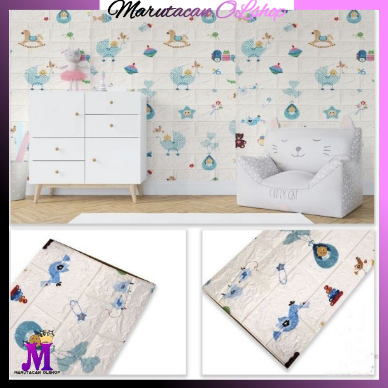 Wallpaper Foam/wallfoam/ Brickfoam Batu Bata Motif Baby Kids