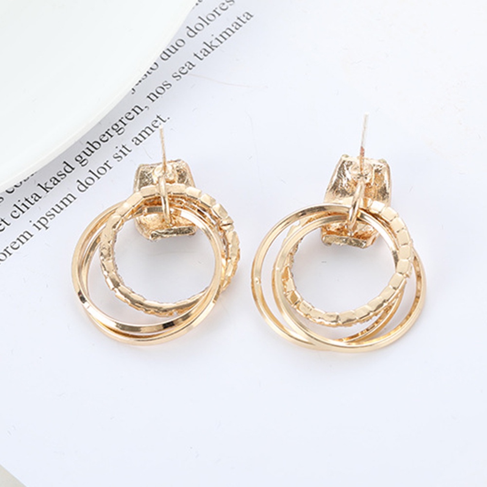 Hu Hu Hu Hu Hu Alat Bantu Pasang Kacamata♡ Anting Tusuk Gantung Desain Lingkaran Multi Layer Hias Berlian Imitasiglitter Untuk Wanita