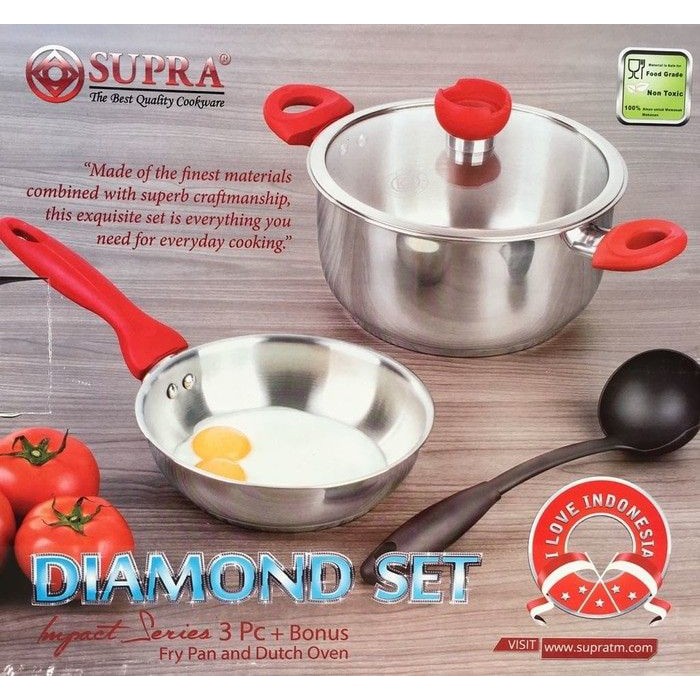 Grosir Panci Set Supra DIAMOND SET Supra Original Panci Stainless Steel Asli Stenlis Steel Kuat