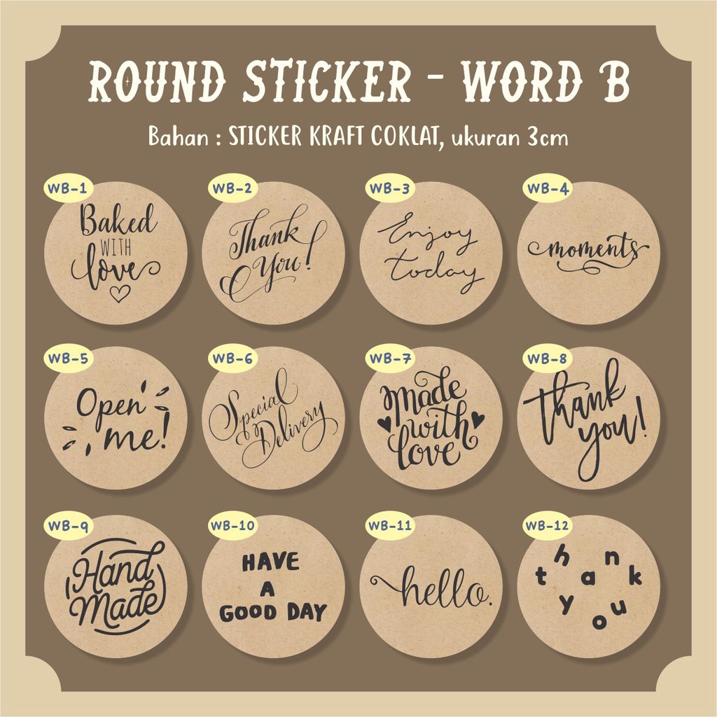 

20PCS STIKER BULAT 3CM GREETING THANK YOU | STIKER HAMPERS | LABEL BOX OLSHOP | LABEL SOUVENIR | ROUND STICKER CHROMO KRAFT COKLAT