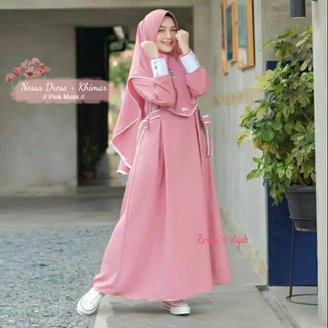 [COD] NESSA DRESS | GAMIS SET KHIMAR | TERMURAH | PROMO