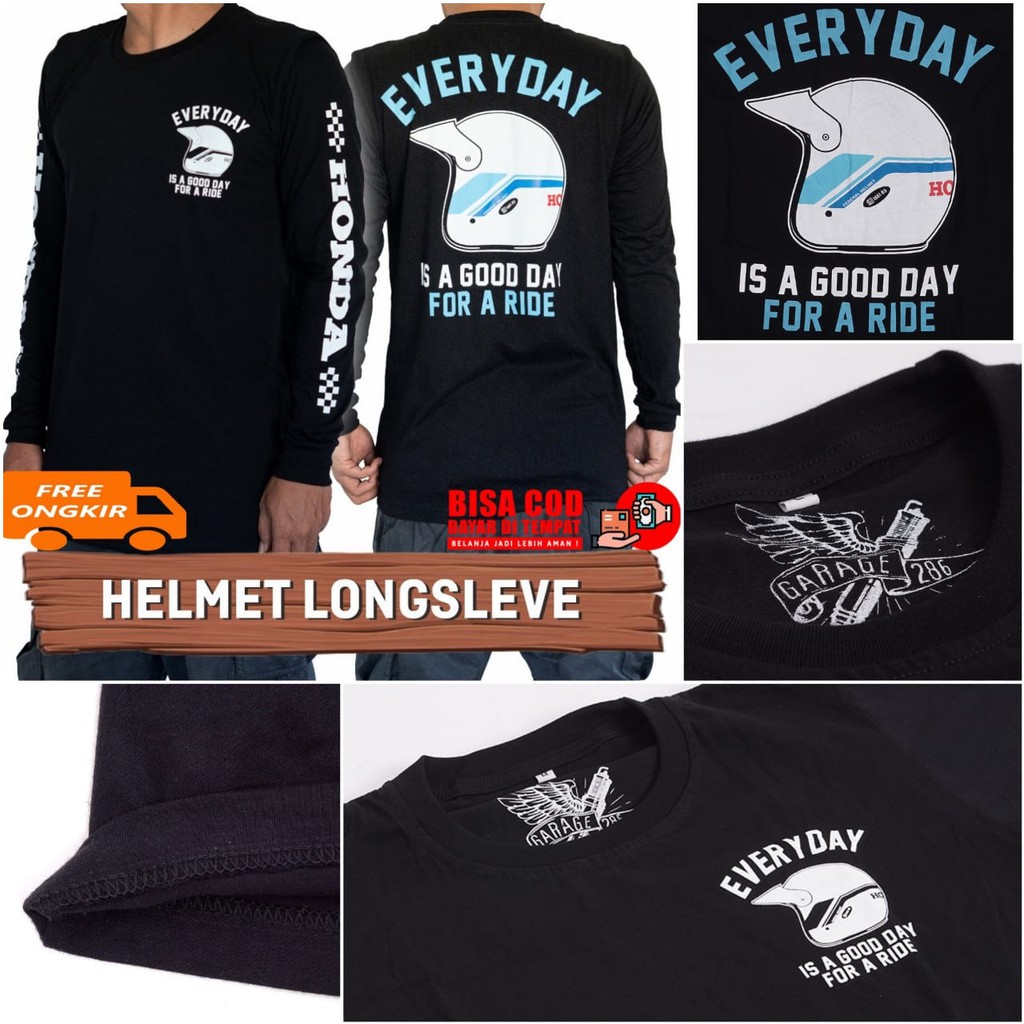 KAOS HONDA GL 100 LENGAN PANJANG / KAOS HONDA GL100 / KAOS HELMET GL SERIES / KAOS HELM GL 100