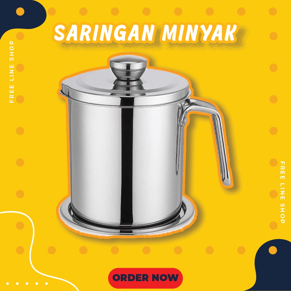 Oil Pot Stainless teko saringan minyak goreng, wadah minyak