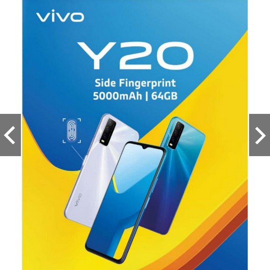 Jual HP vivo y20 ram 3GB rom 64GB 3/64gb Garansi resmi Handphone murah