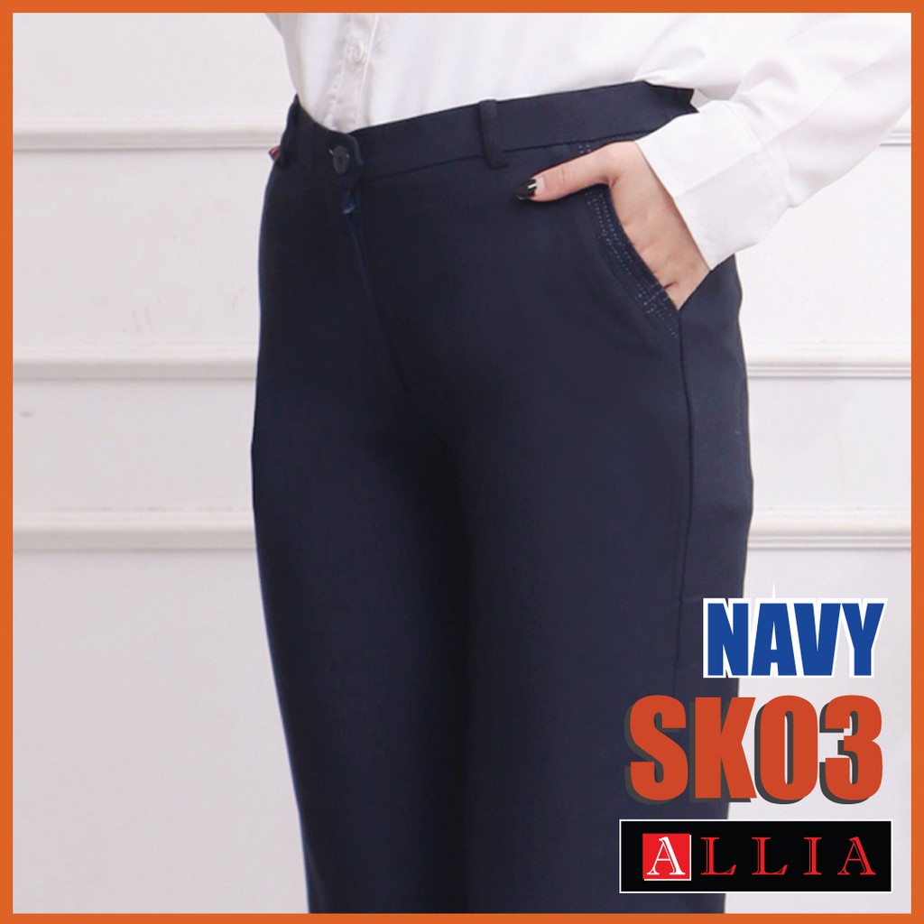 ALLIA SK03 NAVY BLUE M - 7L - CELANA KERJA WANITA PREMIUM - CELANA KANTOR WANITA MURAH