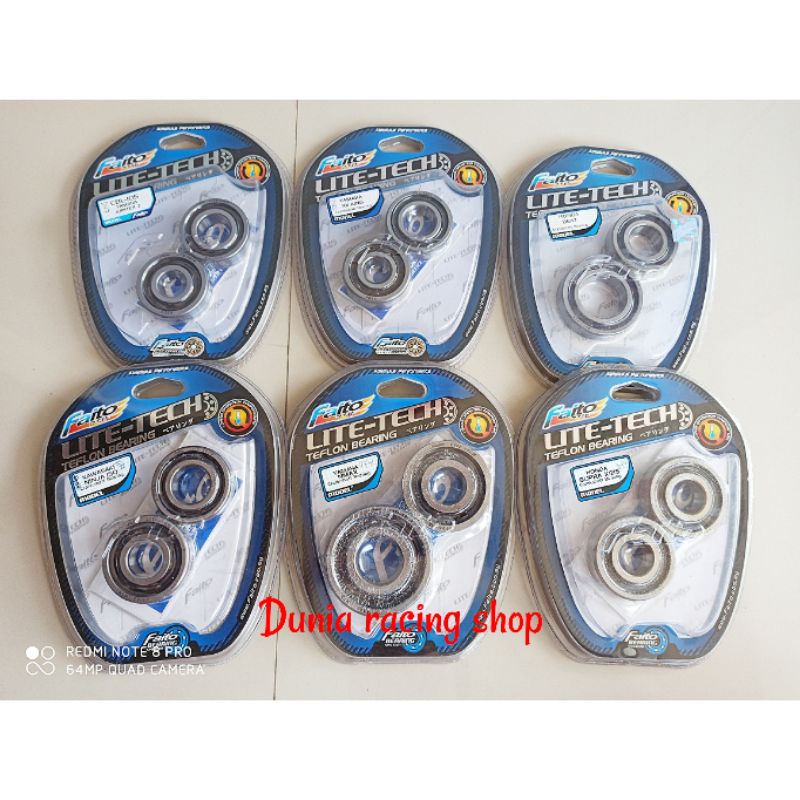 Bearing Klaher Kruk As Faito Lite tech Bering kruk as Faito Nmax Aerox Ninja Sonic 150 Supra GTR Rx king Jupiter Vega Mio Nouvo Vixion R15 MX 135 Jupiter Z1 F1ZR Satria 2T Beat Scoopy Vario Supra 125 Karisma KLX DTracker Satria Fu GSX CB 150 CBR MX king