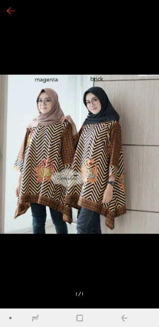 Aserehe Zigzag Tunik Jumbo Batik Mataraman Sogan Camaline Seragam Kantor Kerja