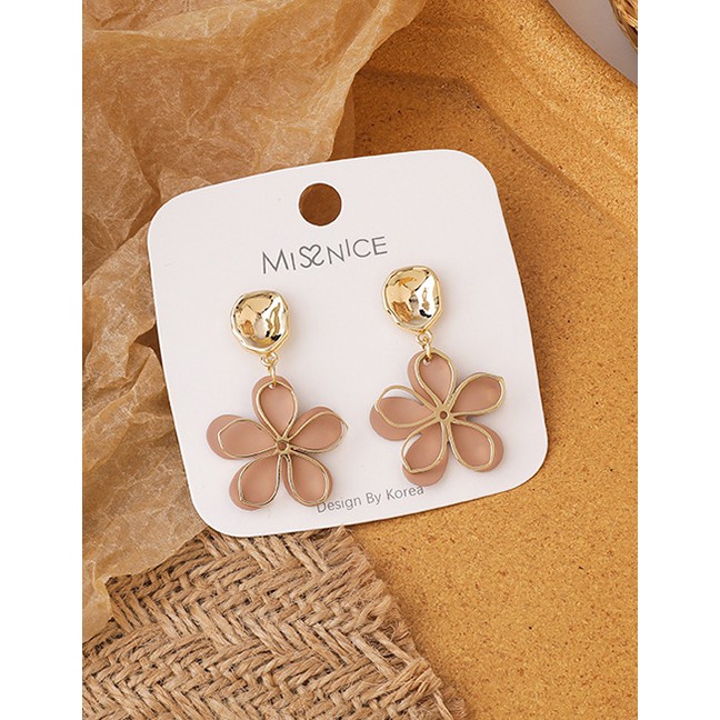 LRC Anting Tusuk Fashion Double Geometric Flower Alloy Earrings P59513