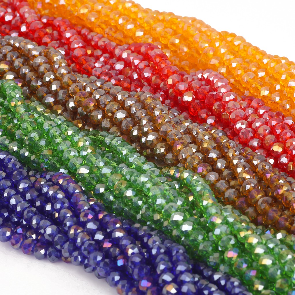 Wholesale 145 Pcs 4 mm Multicolor Rondelle Faceted Glass Beads Czech Crystal Beads For Jewelry Crafts Sewing Clothing Accessories