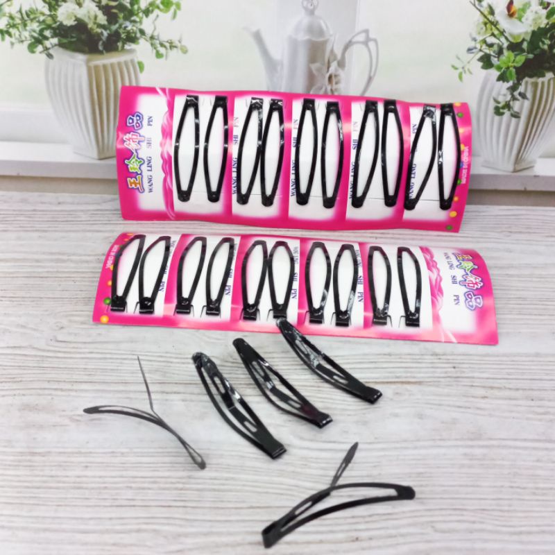 Jepit Rambut Isi 10Pcs Tiptop Hitam Karping 5,5Cm Grosir