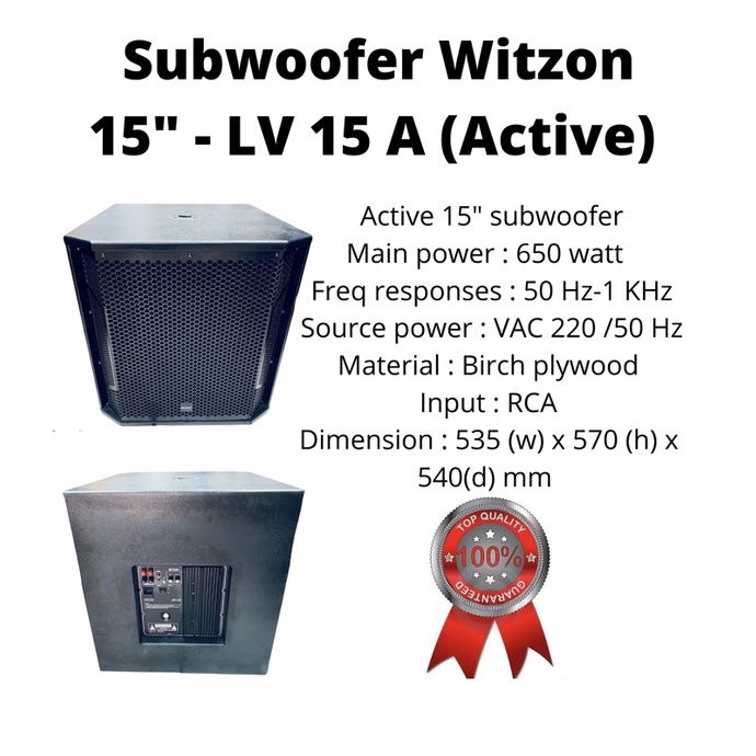 subwoofer active 15 inch witzon lv 15 a . active sub 15 inch sepasang
