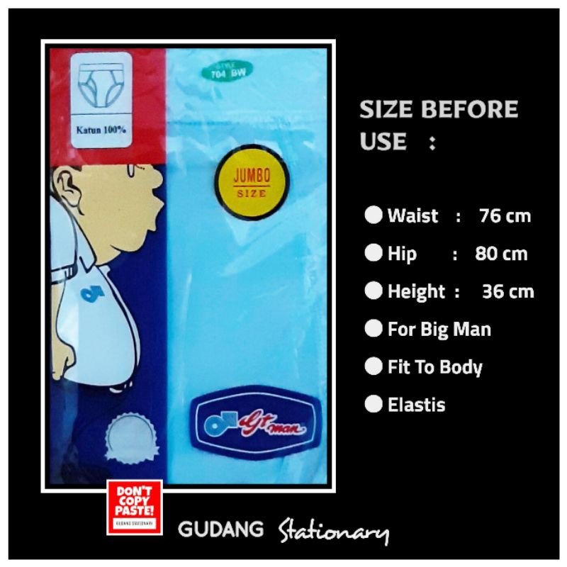 GT Man Briefs Classic Jumbo Size [ isi 12 pcs ]