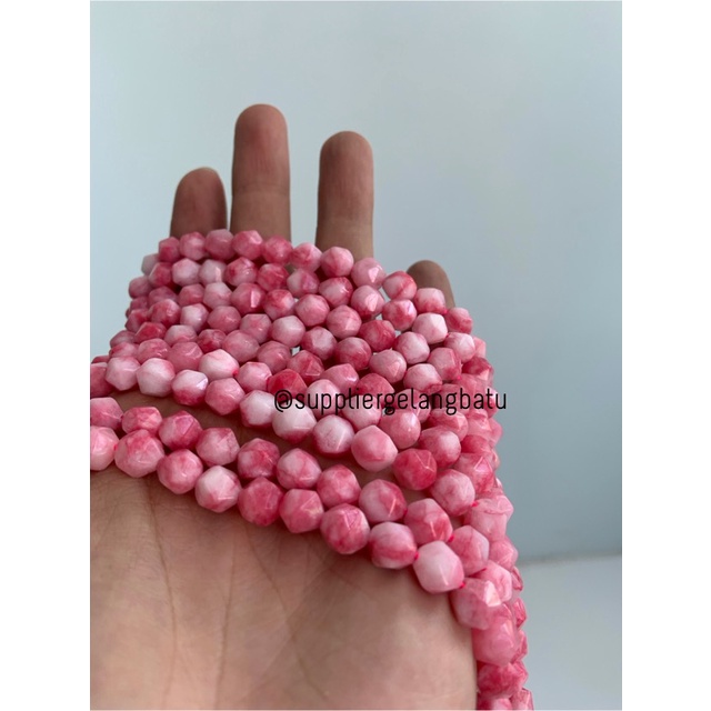 batu faceted hexagon Stone 8mm red borneo pink banjar crystal healing