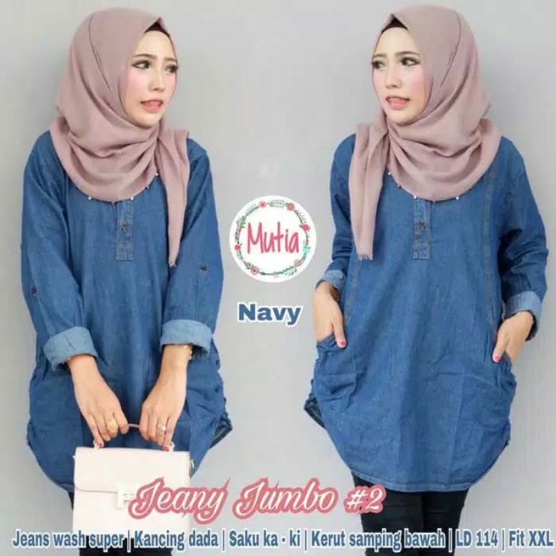 Tunik jeans murah berkualitas/baju kekinian 2022/tunik wanita terbaru jeans wash/baju lebaran tunik 