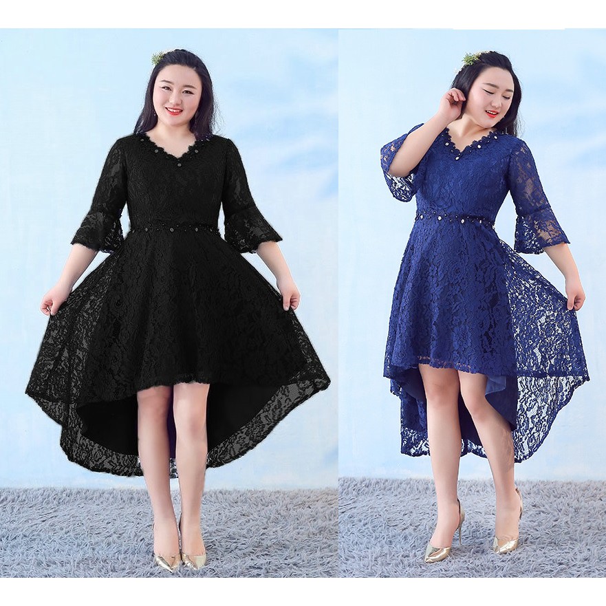 Gaun Pesta 1811061 Hitam Navy Ekor Big Size Party Dress Gown