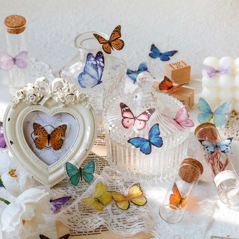 40 Pcs Stiker Butterfly Multifungsi Tahan Air Gaya Vintage Untuk Dekorasi Scrapbook