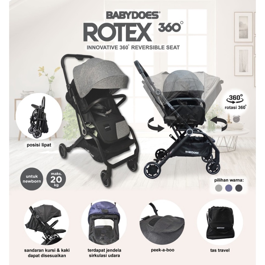 Stroller Babydoes Rotex 360 Derajat Ch 419 Innovative 360° / Kereta Dorong Bayi