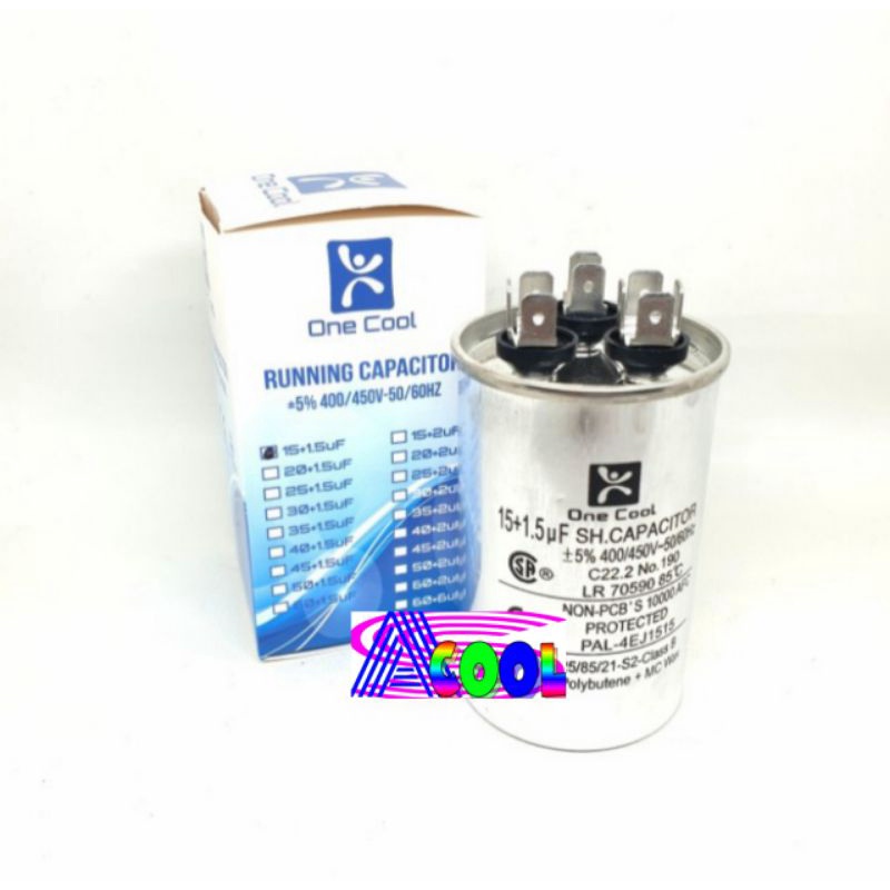 Kapasitor AC 15+1,5 uf 3 Soket/Running Capacitor-Kapacitor 15+1,5uf