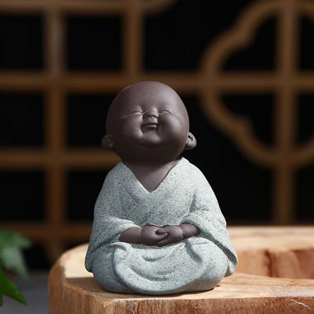 Lanfy Maitreya Buddha Figure Untuk Anak Hadiah Dekorasi Desktop Patung Kartun Buddha Tangan Ukiran Teahouse Ornamen Koleksi Figure Patung Teh Ornamen Mobil