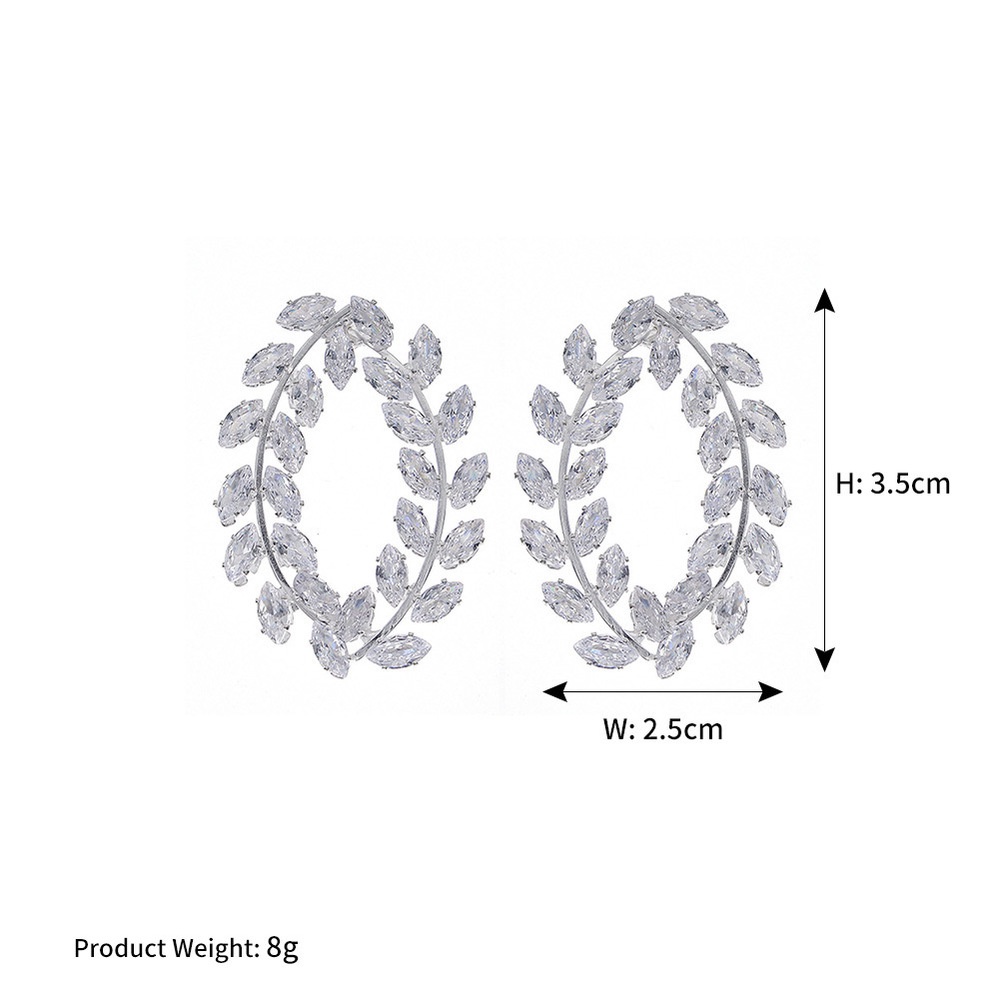 Anting Tusuk Gaya Eropa / Amerika Desain Ranting Zaitun Hias Zircon Untuk Wanita
