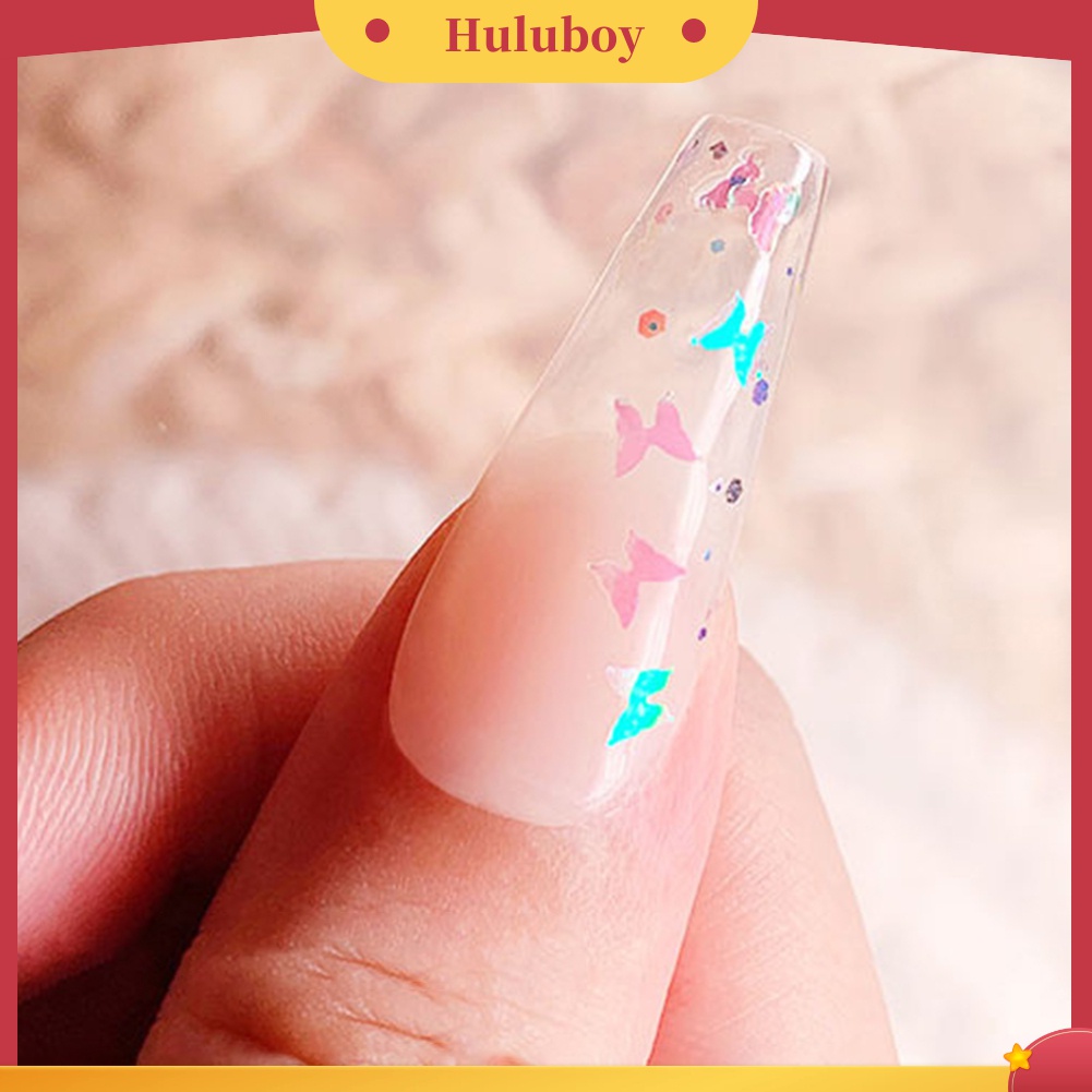 Huluboy Huluboy♡ Stiker Sequin Glitter Kupu-Kupu 12 Warna Untuk Dekorasi Nail Art DIY