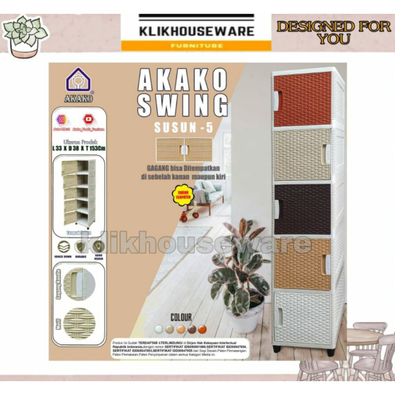Akako Lemari Plastik Swing 4 Susun / 5 Susun