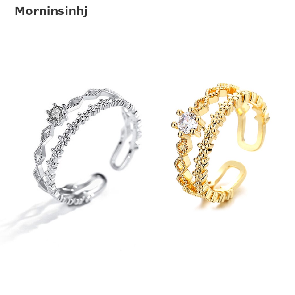 Mornin Cincin Pembukaan Multilayer Kristal Untuk Wanita Zirkon Geometris Knuckle Finger Ring id