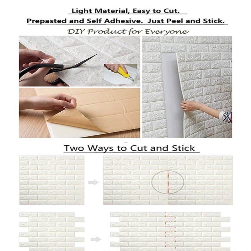 Wallpaper Dinding 3D Foam Bata Putih Sticker Premium TERMURAH | Walpaper Brick Stiker-4