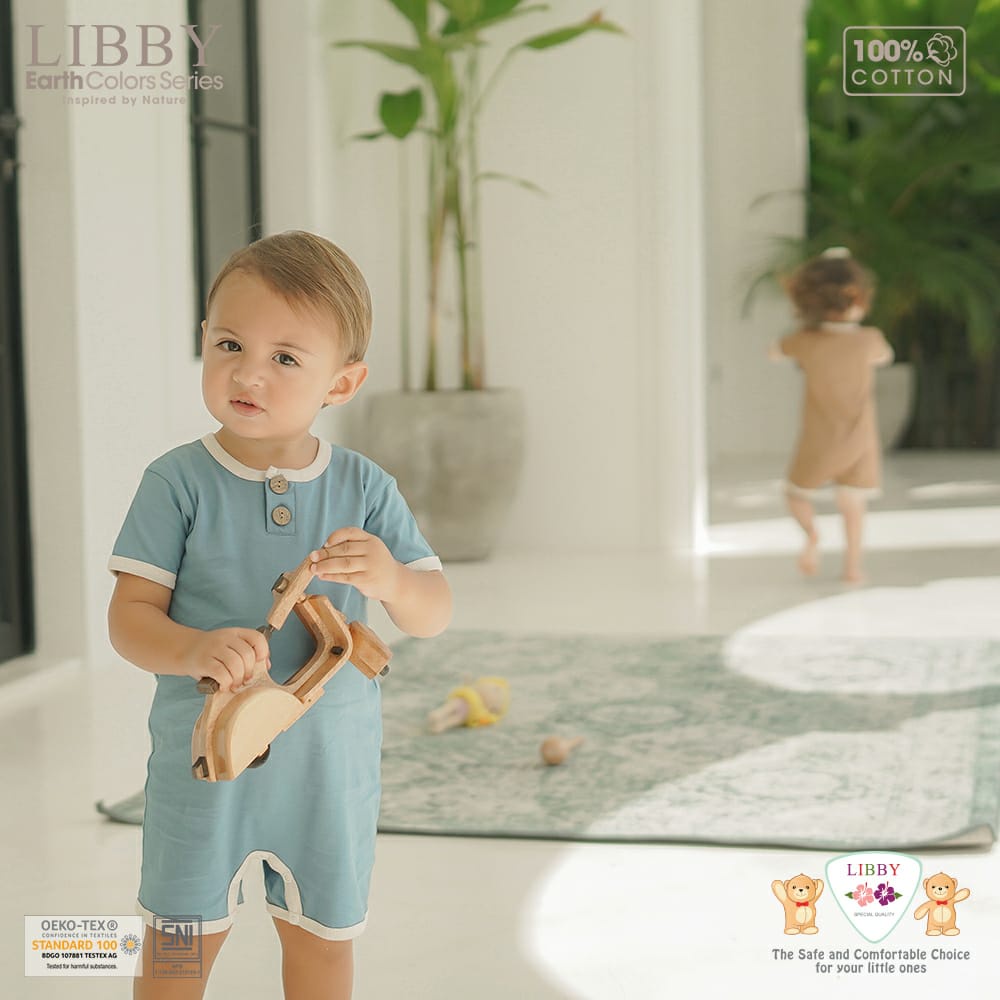 Libby 0-2 Tahun Romper Earth color Series Flynn Romper Anak Bayi Premium Quality SNI Part 2