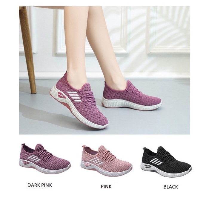 SH01 Sepatu Running Wanita Sneakers Joging Sneaker Tali Cewek Perempuan Lari Olah Raga Formal Shoes Sniker Sport Putih Olahraga Karet Elastis Import Converse Pria Cowok Laki Laki Sekolah Kerja Casual Hitam Murah Keren Sepatu All Star Baru Free Kaos Kaki